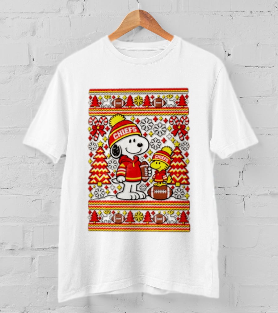 Kansas City Chiefs Snoopy Woodstock Christmas Football Sweater T-Shirt