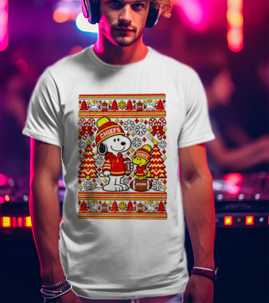 Kansas City Chiefs Snoopy Woodstock Christmas Football Sweater T-Shirt