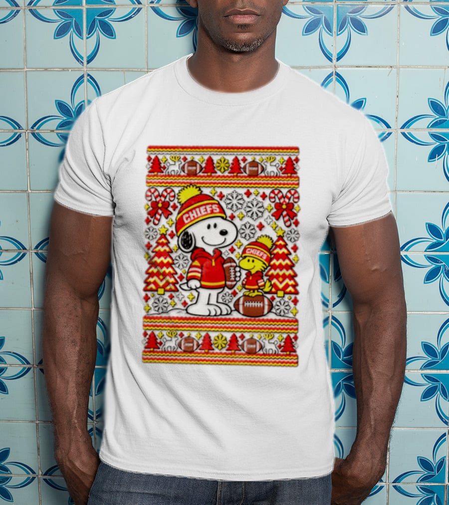 Kansas City Chiefs Snoopy Woodstock Christmas Football Sweater T-Shirt