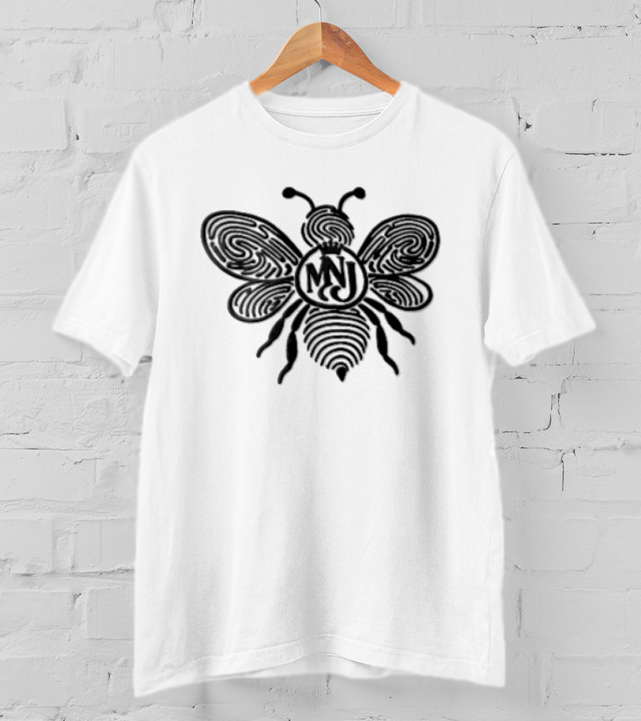Mnj Black Bee Crown Fingerprint Monogram T-Shirt