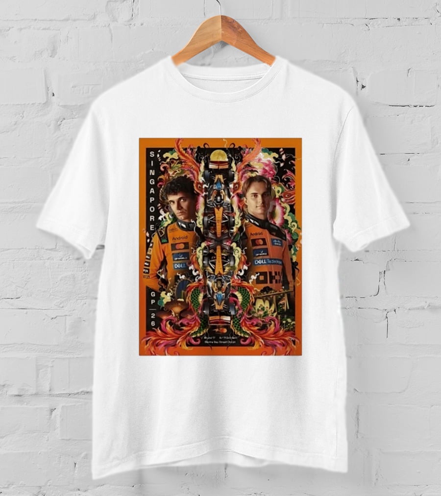 Singapore GP 2026 Oscar Piastri McLaren Racing Art By Ervance Dwiputra T-Shirt