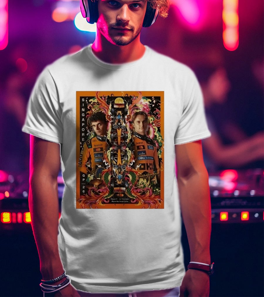 Singapore GP 2026 Oscar Piastri McLaren Racing Art By Ervance Dwiputra T-Shirt