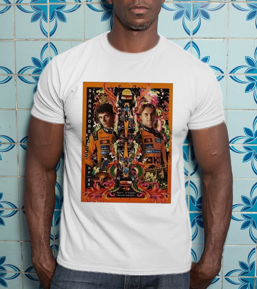 Singapore GP 2026 Oscar Piastri McLaren Racing Art By Ervance Dwiputra T-Shirt