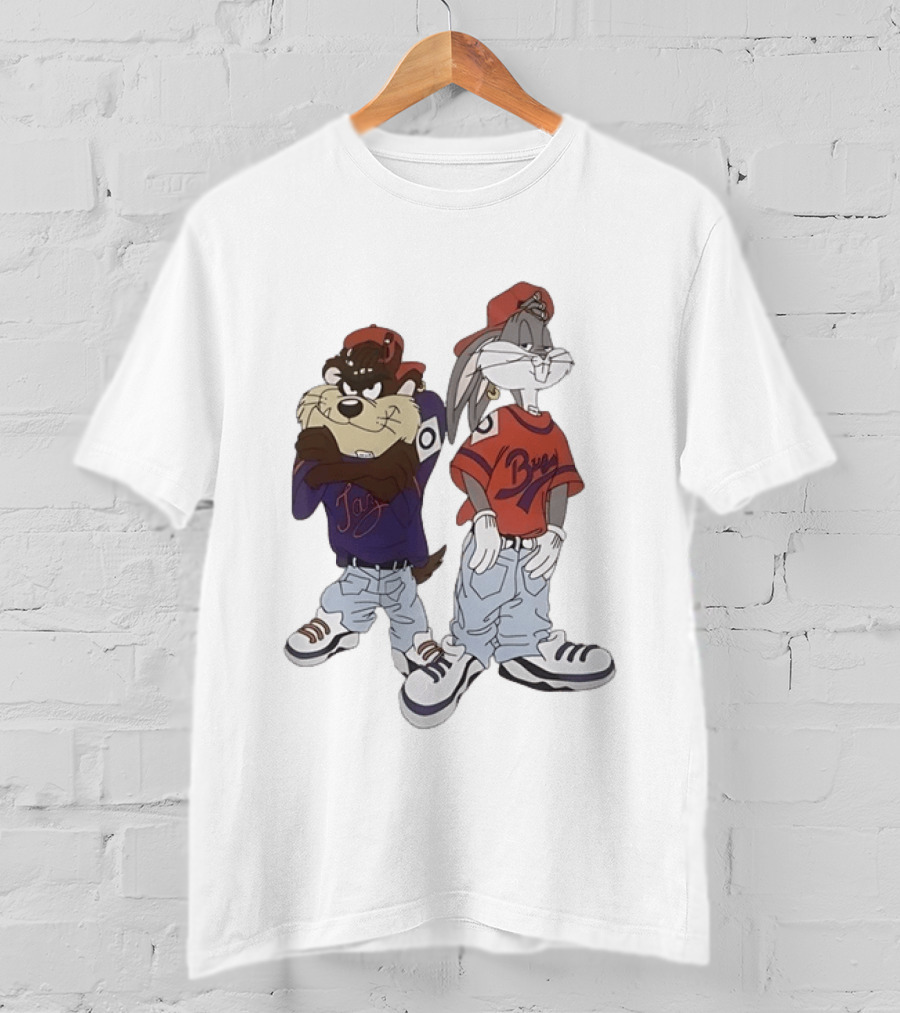 Taz And Bugs Bunny 90s Hip Hop Style Looney Tunes Fashion T-Shirt