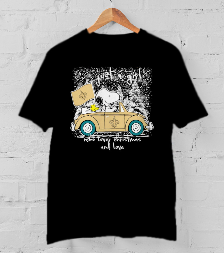 Snoopy Just A Girl Who Loves Christmas And New Orleans Saints Football T-Shirt
