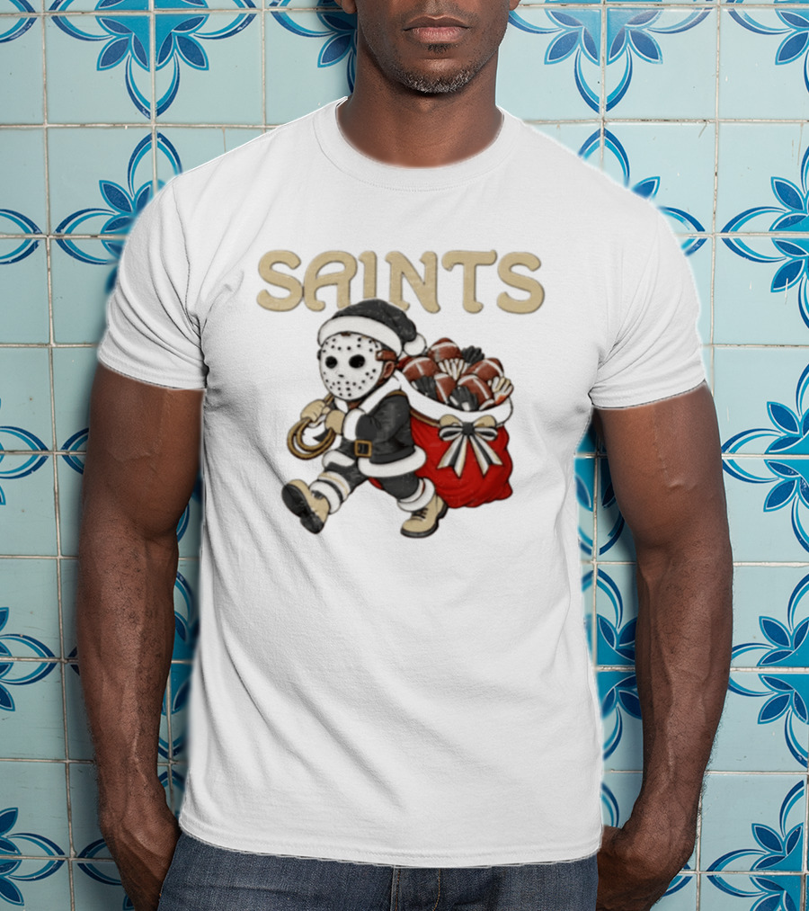 SAINTS New Orleans Football Christmas Horror Santa T-Shirt