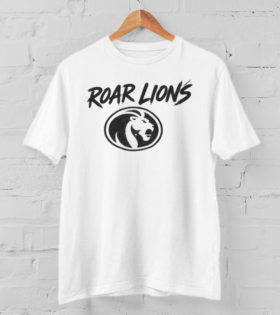 Roar Lions Detroit Football Team Emblem Lion Head Oval T-Shirt