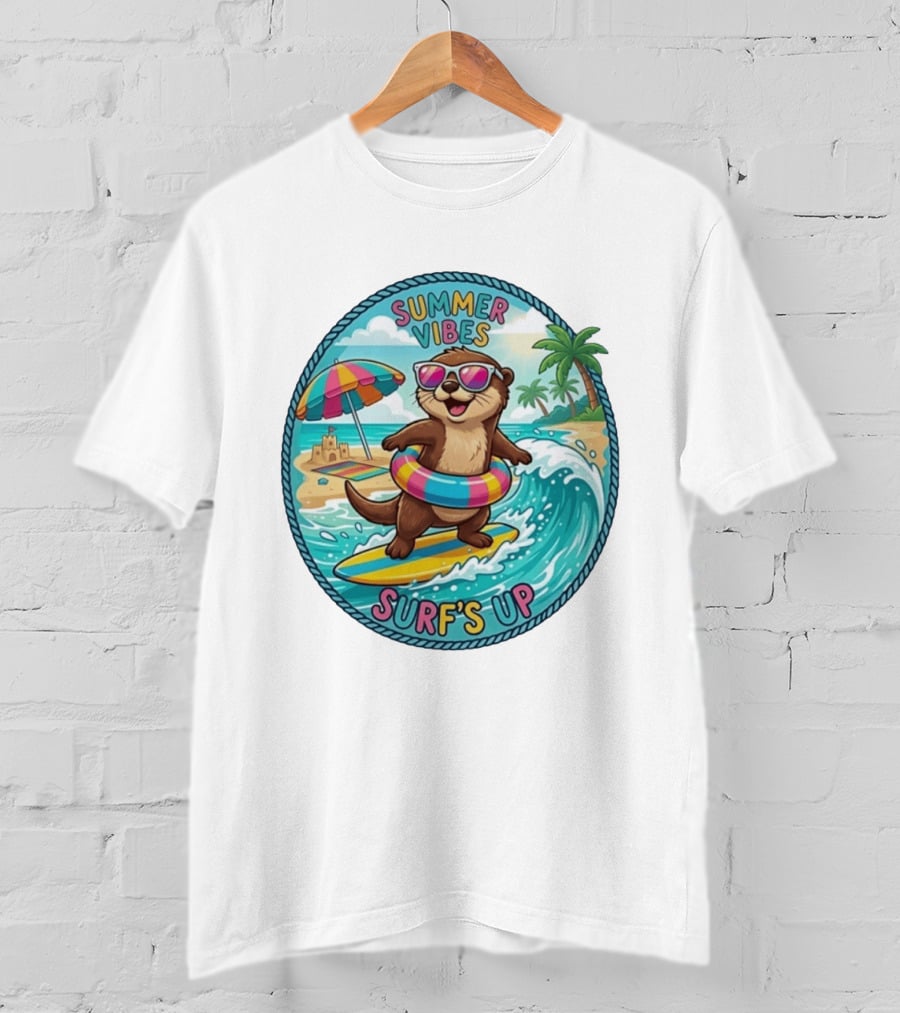 Summer Vibes Surf's Up Otter Beach Adventure T-Shirt
