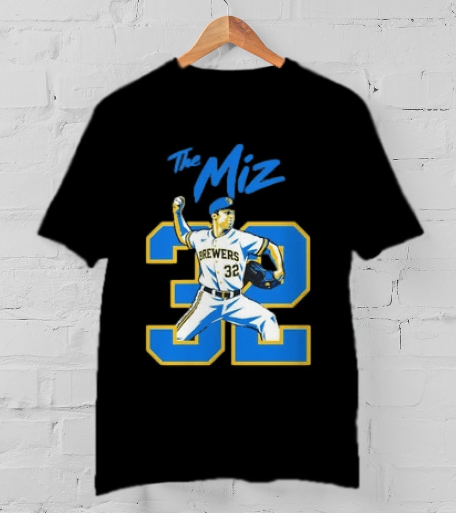 The Miz Milwaukee Brewers 32 MLB Baseball Player Pitching T-Shirt