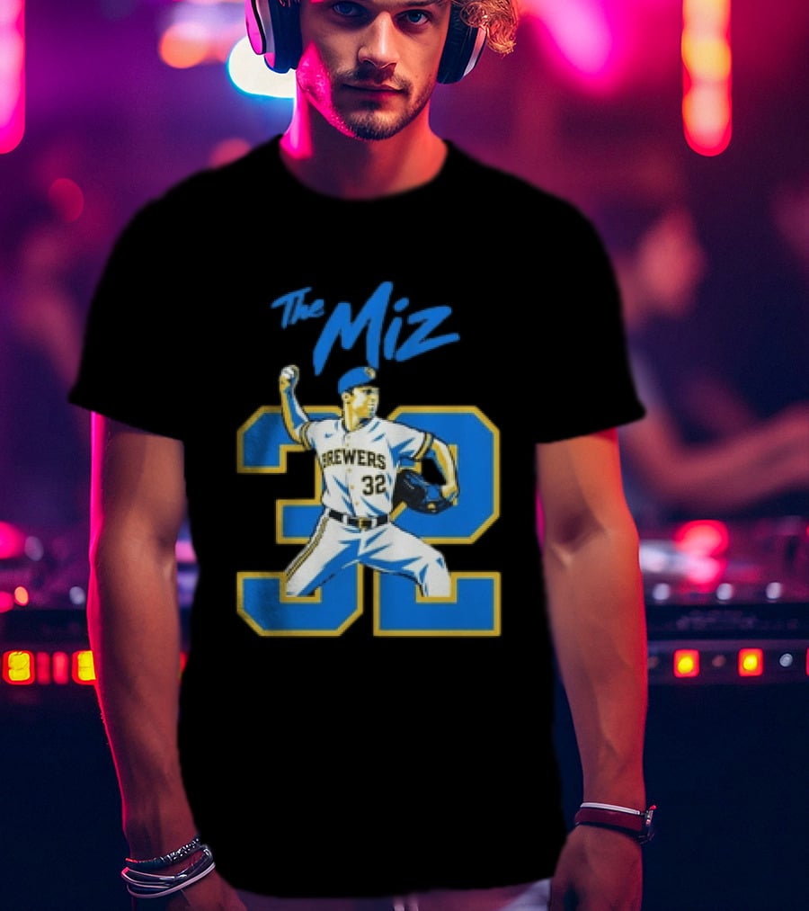 The Miz Milwaukee Brewers 32 MLB Baseball Player Pitching T-Shirt