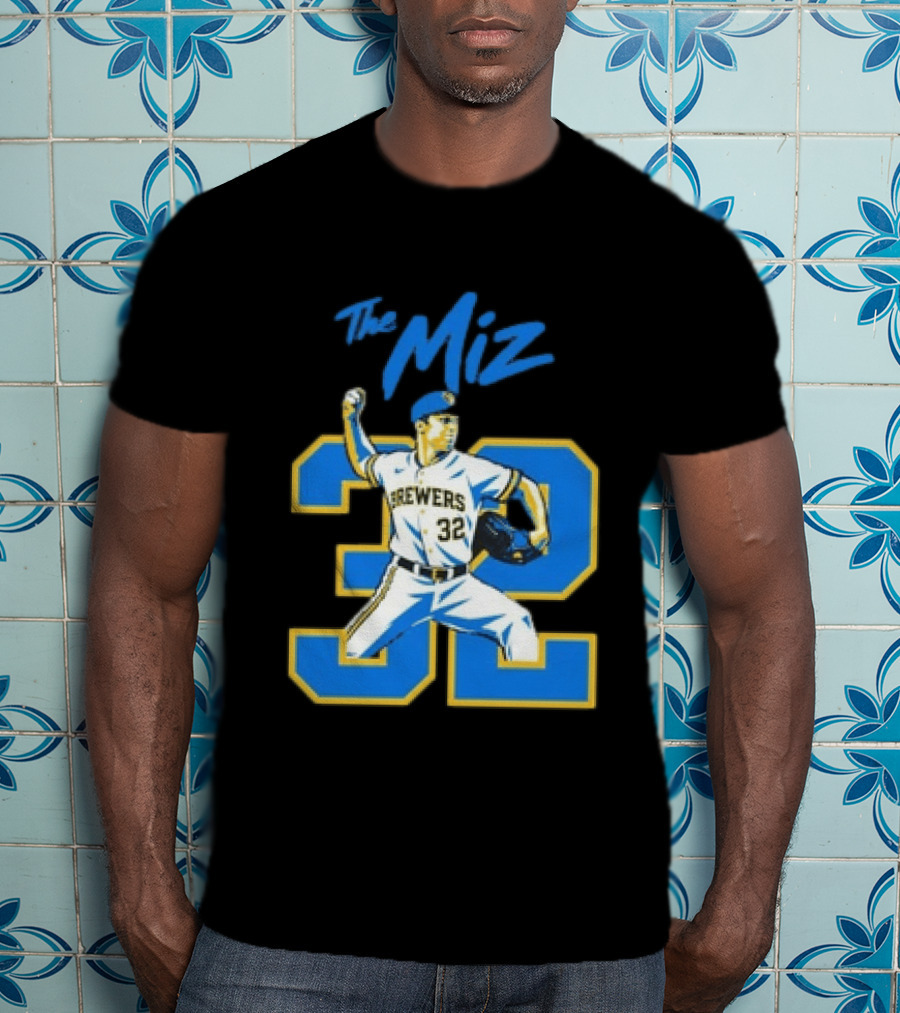The Miz Milwaukee Brewers 32 MLB Baseball Player Pitching T-Shirt