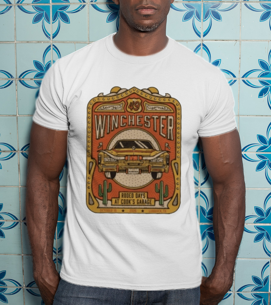 49 Winchester Rodeo Days At Cook's Garage Lubbock TX October 16 2026 Classic Car And Cactus T-Shirt