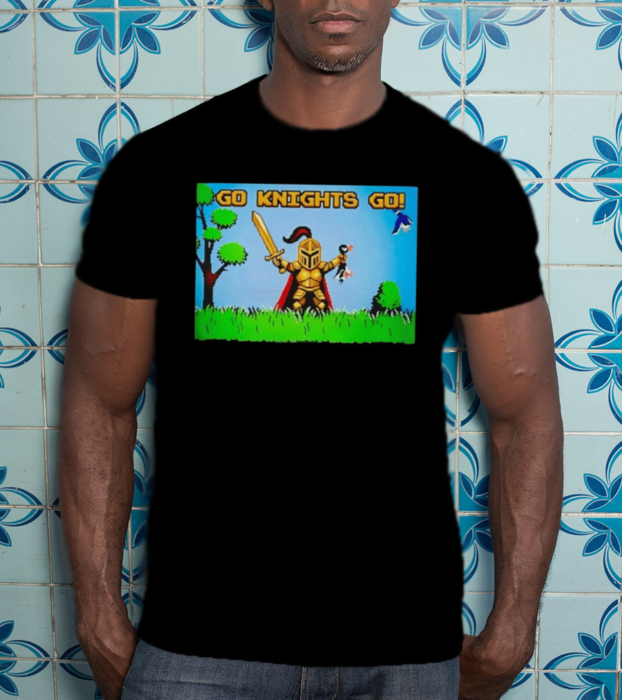 Go Knights Go Pixel Knight 8 Bit Gaming T-Shirt