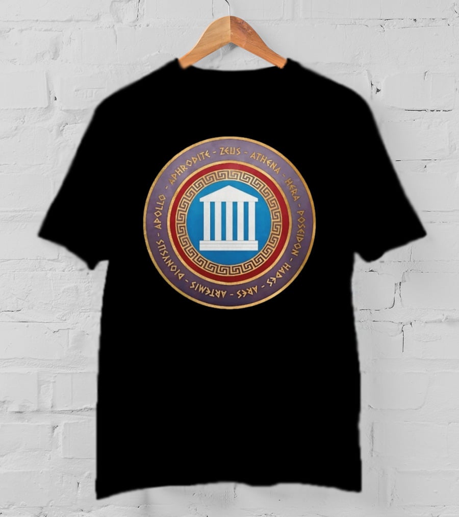 Greek Mythology Pantheon With Temple T-Shirt