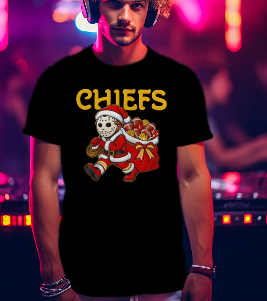 Kansas City Football Christmas Horror Masked Santa Copy T-Shirt