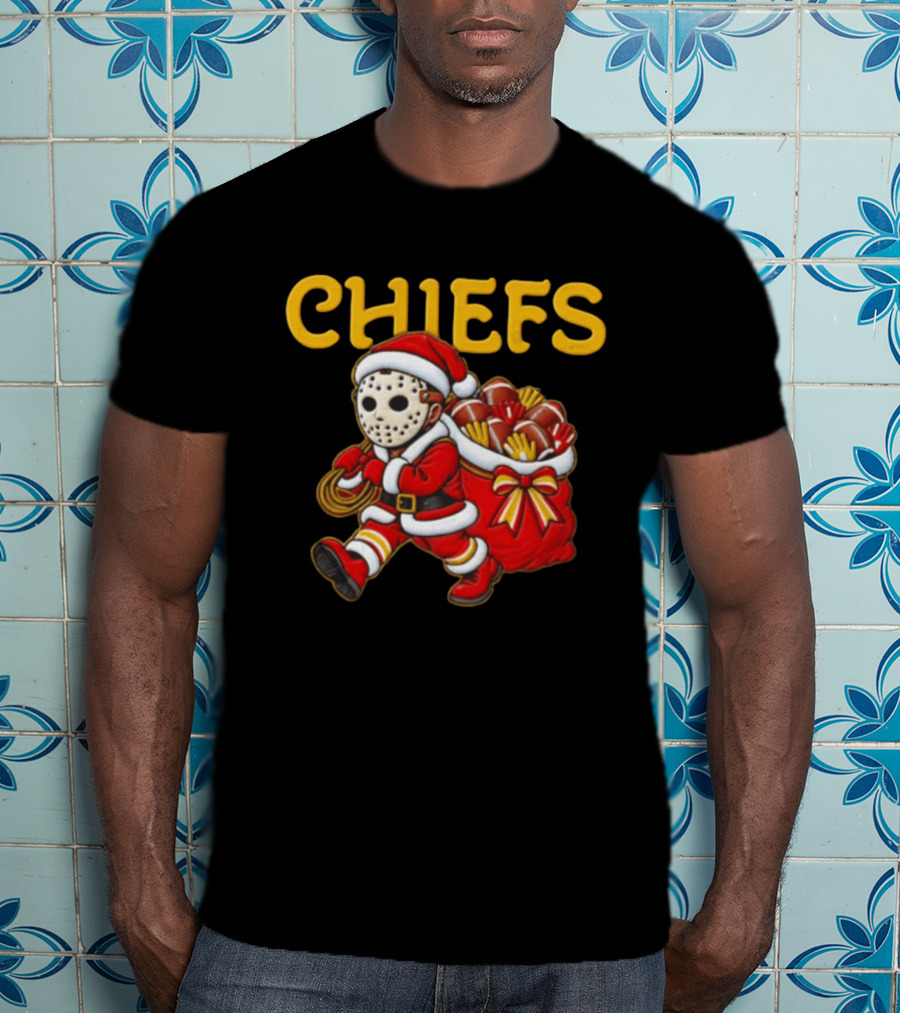 Kansas City Football Christmas Horror Masked Santa Copy T-Shirt