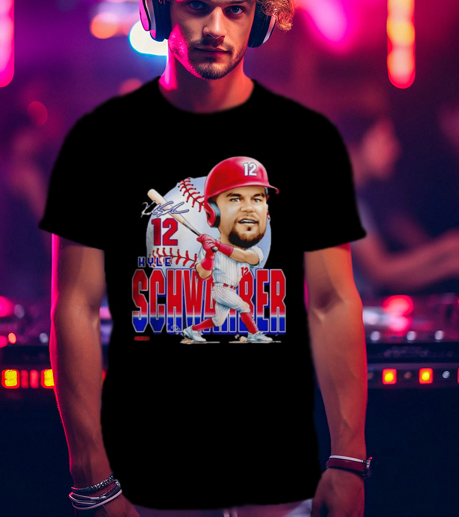 Kyle Schwarber 12 Philadelphia Phillies Caricature T-Shirt