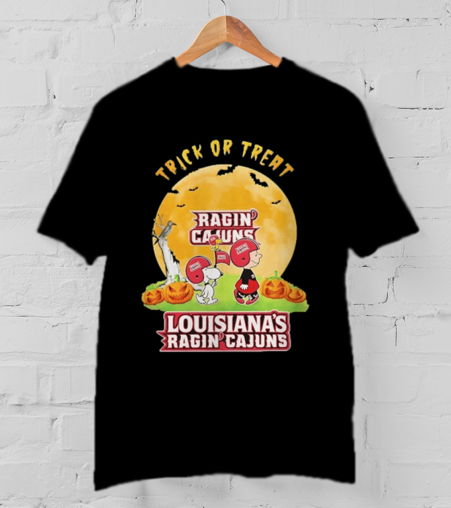Louisiana Ragin Cajuns X Charlie Brown And Snoopy Trick Or Treat Halloween T-Shirt