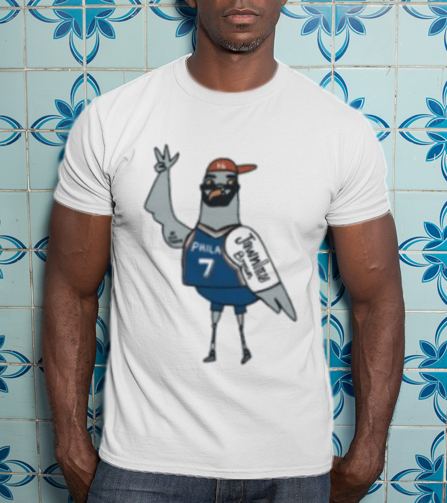 Jawn Brown Philadelphia 76ers No 7 Pigeon T-Shirt