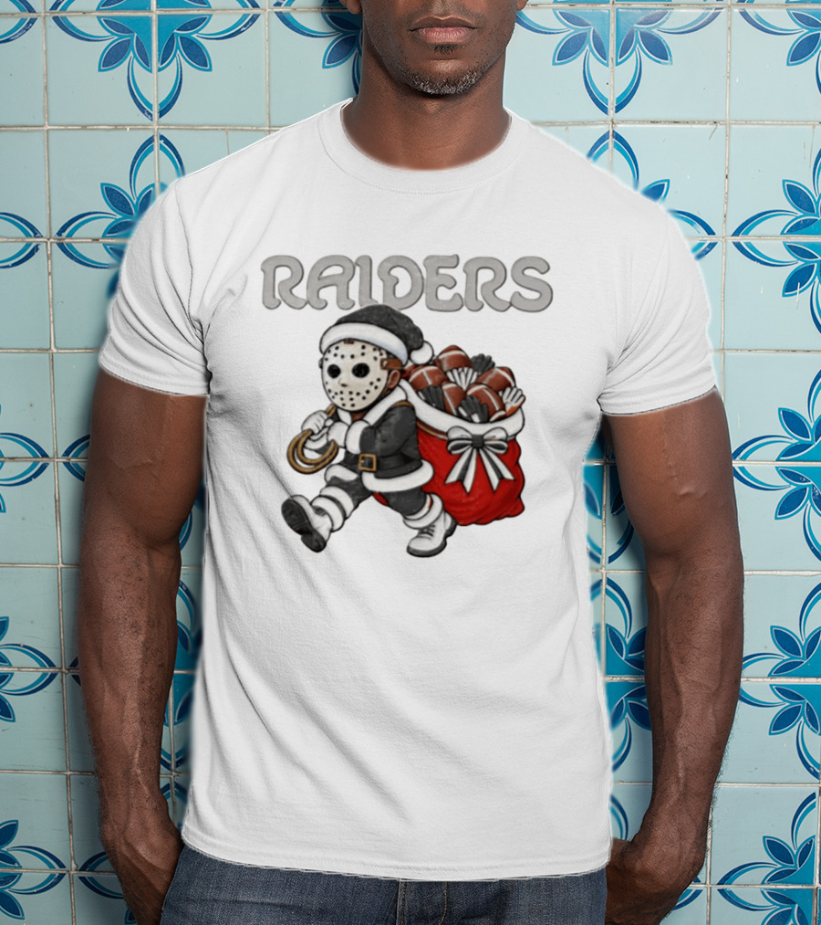 Las Vegas Silver Black Christmas Football Horror T-Shirt