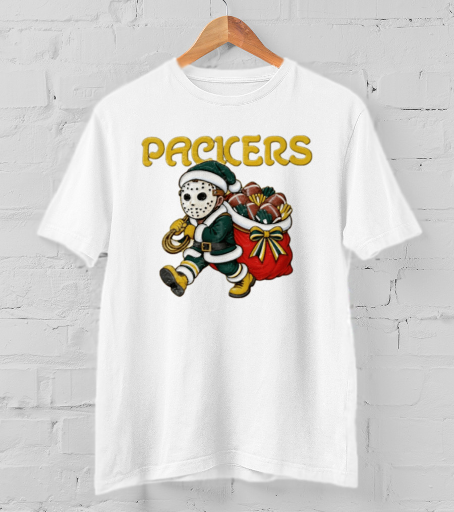 Wisconsin Green Gold Football Christmas Horror T-Shirt