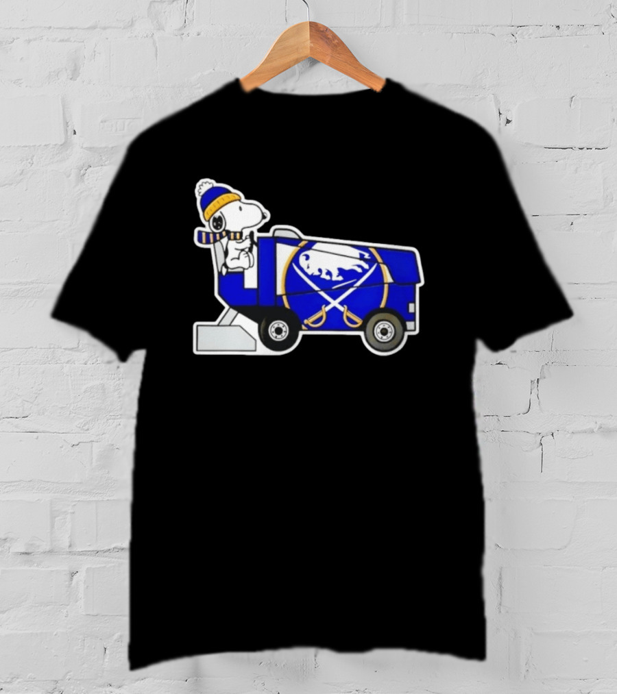 Snoopy Driving Buffalo Sabres NHL Ice Resurfacer Cartoon T-Shirt