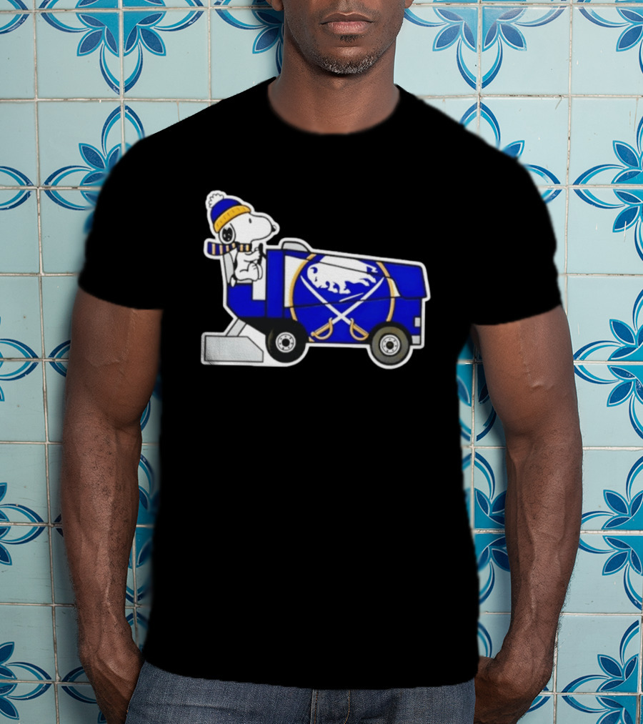 Snoopy Driving Buffalo Sabres NHL Ice Resurfacer Cartoon T-Shirt