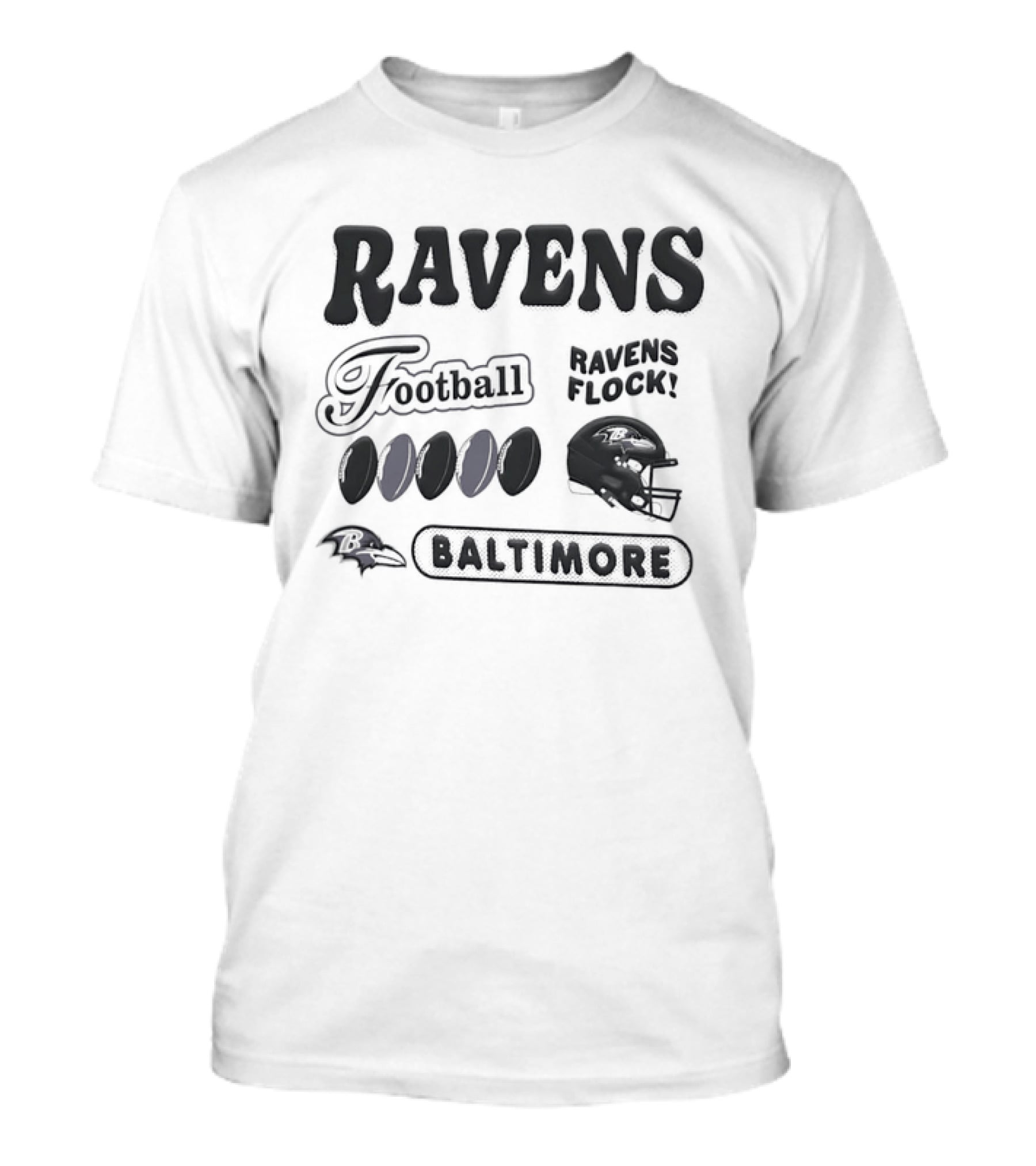 Baltimore Ravens Flock Football Helmet Baltimore Ravens T-Shirt