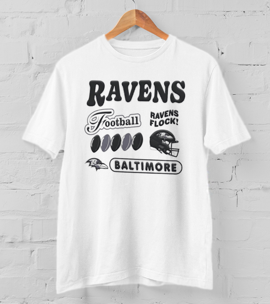 Baltimore Ravens Flock Football Helmet Baltimore Ravens T-Shirt