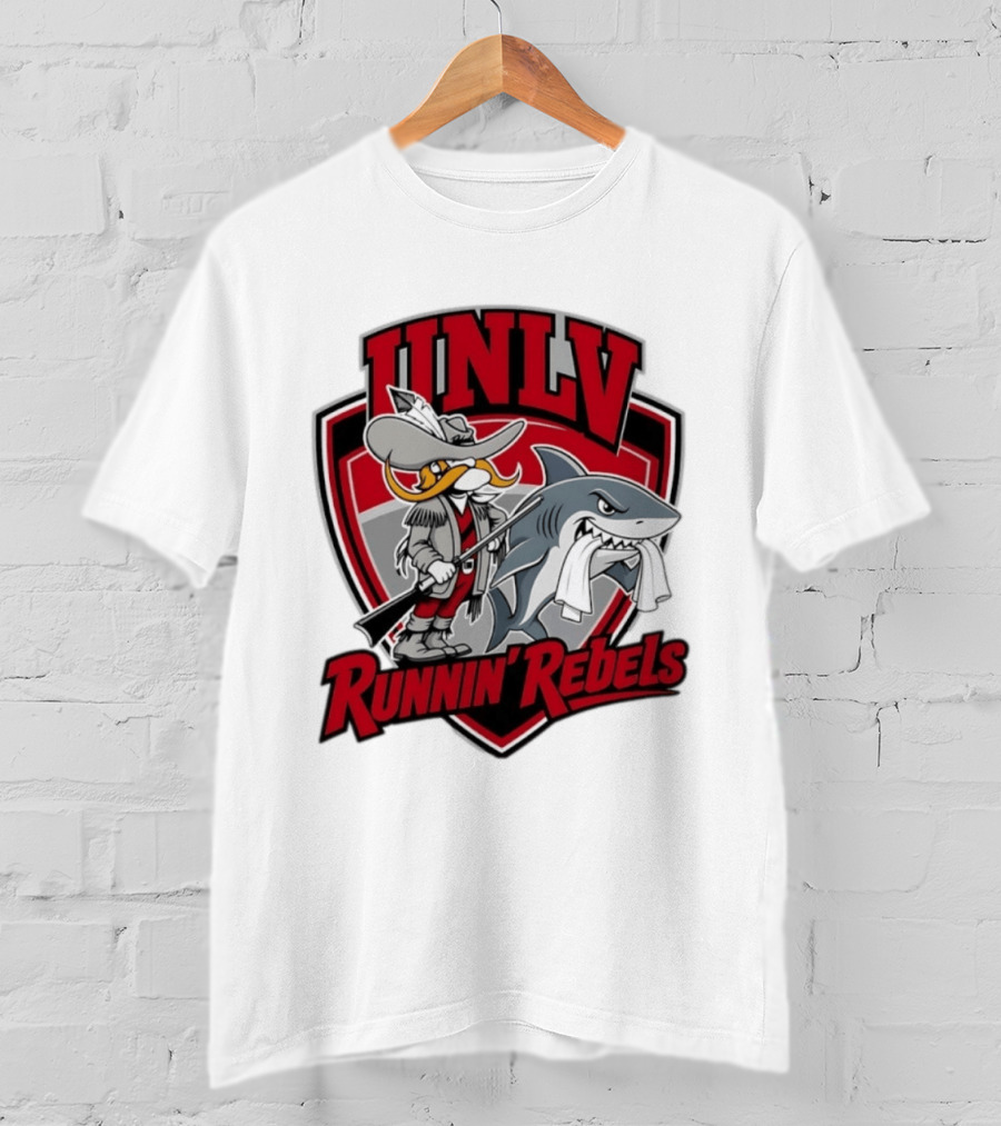 UNLV Runnin Rebels Mascot Shark And Gunslinger NCAA College Basketball T-Shirt