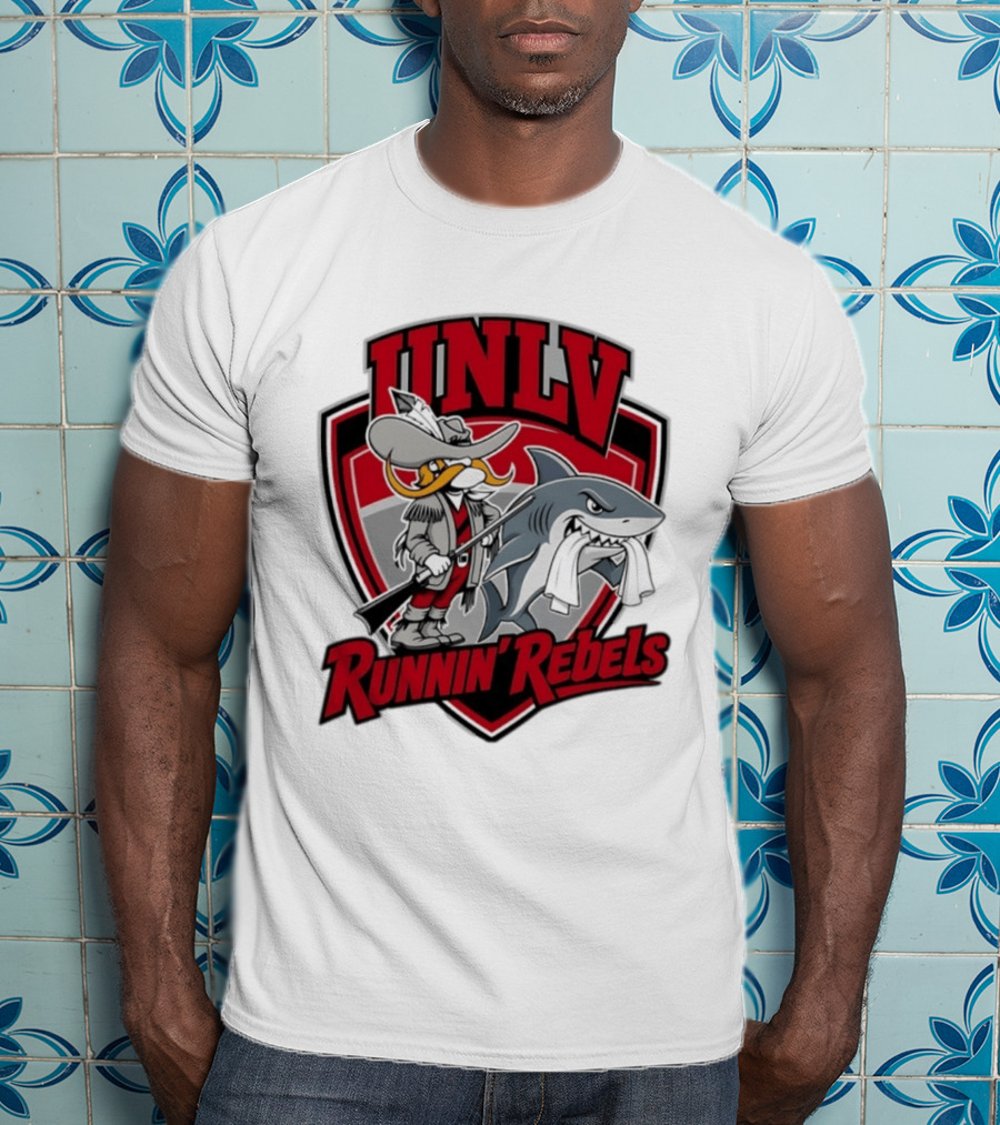 UNLV Runnin Rebels Mascot Shark And Gunslinger NCAA College Basketball T-Shirt