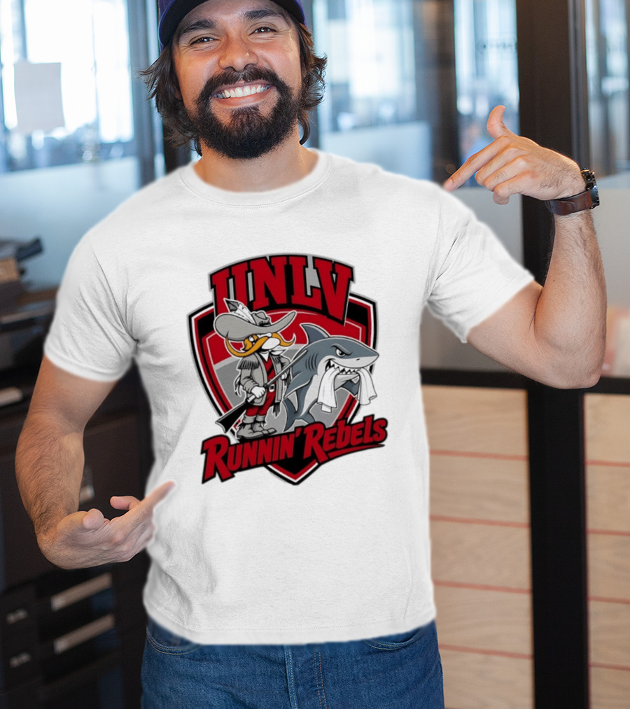 UNLV Runnin Rebels Mascot Shark And Gunslinger NCAA College Basketball T-Shirt