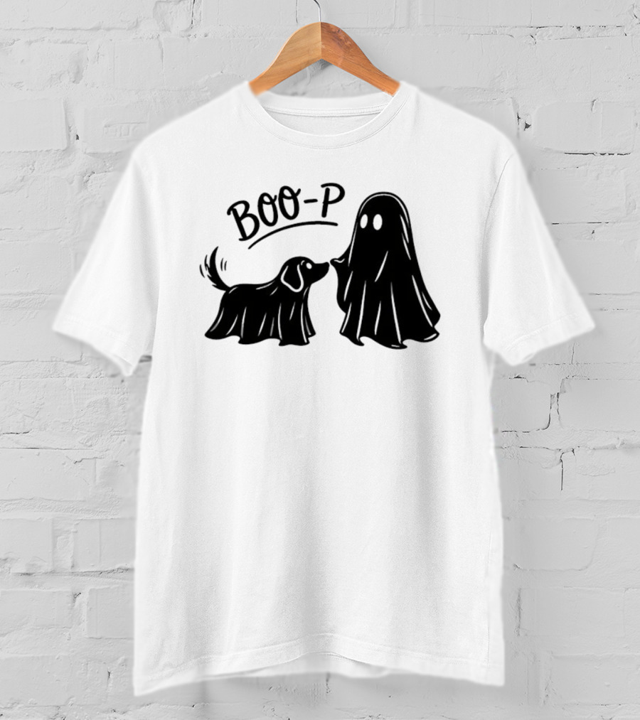 BOO P Ghost Dog Halloween Spooky T-Shirt