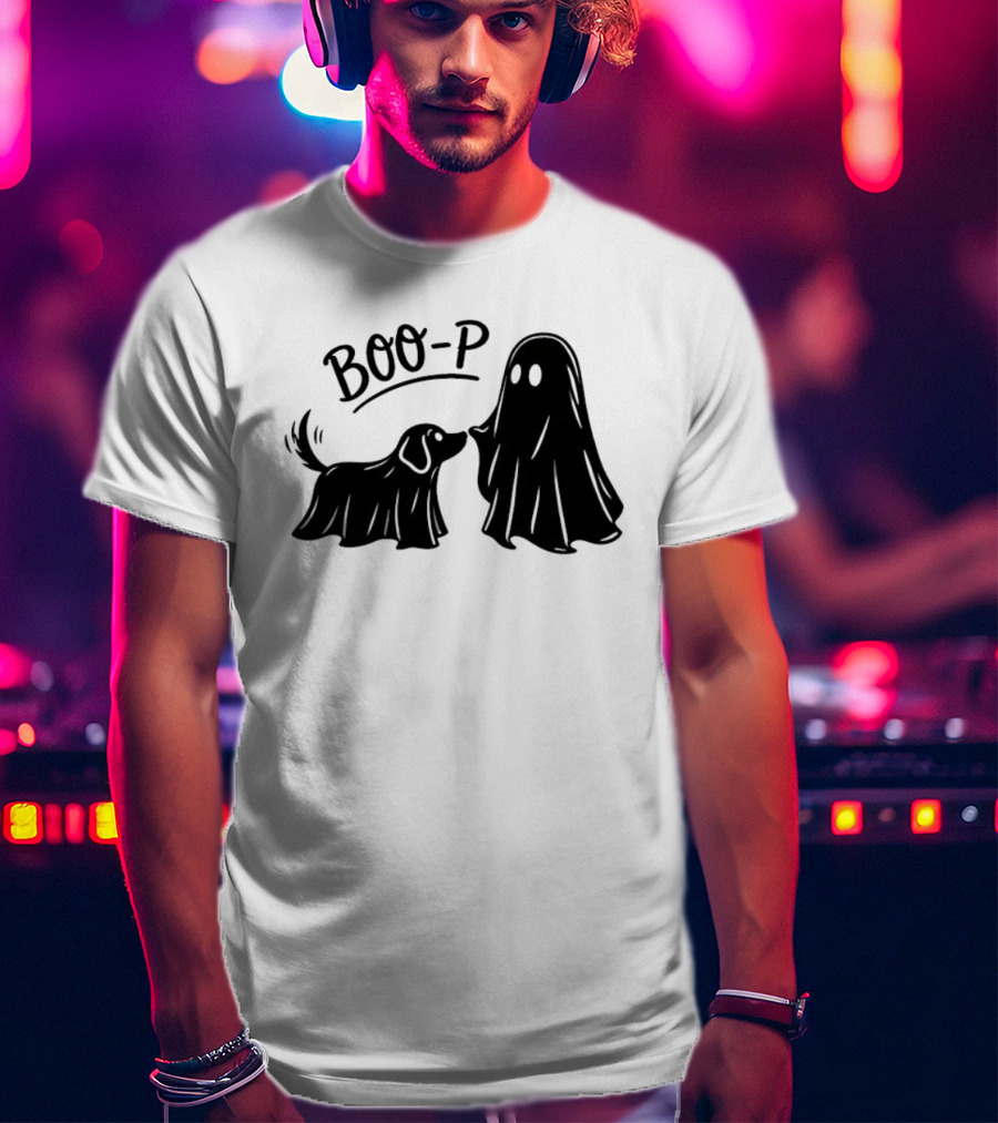 BOO P Ghost Dog Halloween Spooky T-Shirt