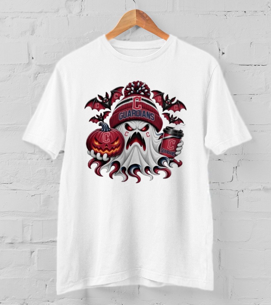 Cleveland Guardians Ghost Halloween Coffee Bat Pumpkin Spooky T-Shirt
