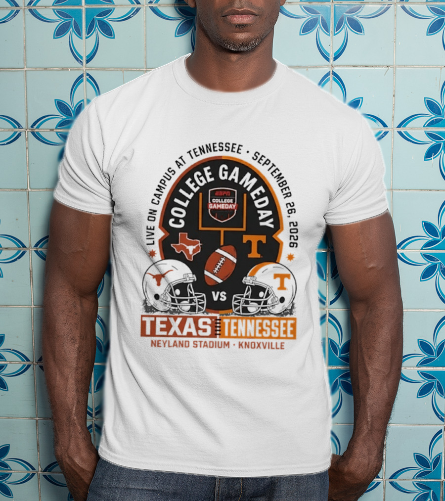 Live On Campus ESPN College GameDay Texas Longhorns Vs Tennessee Volunteers September 26 2026 Neyland Stadium T-Shirt