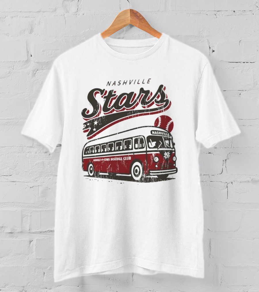 Nashville Stars Baseball Club Vintage Bus T-Shirt