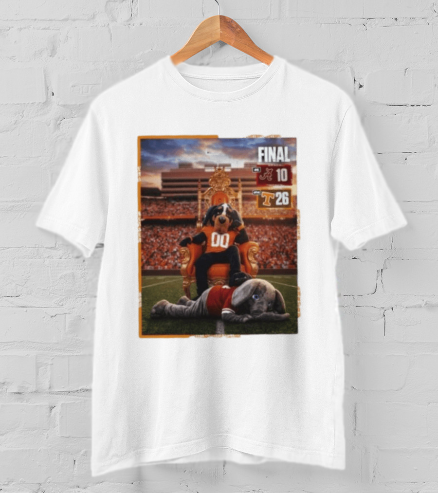 Final Score Tennessee Volunteers 26 Alabama Crimson Tide 10 College Football Victory T-Shirt