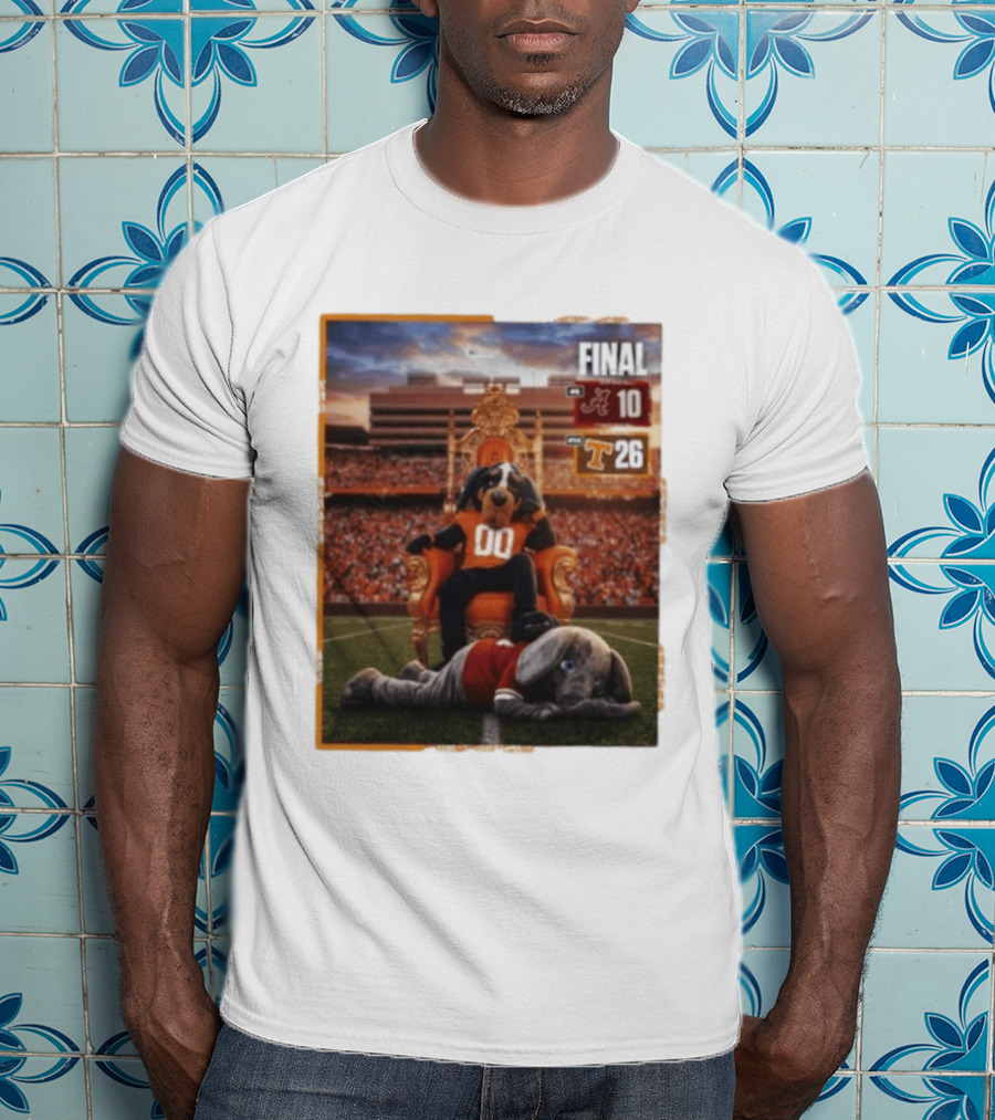 Final Score Tennessee Volunteers 26 Alabama Crimson Tide 10 College Football Victory T-Shirt