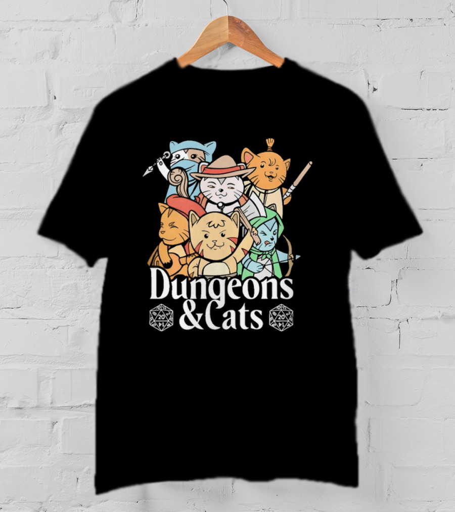 Dungeons And Cats Fantasy Role Playing Game Characters T-Shirt