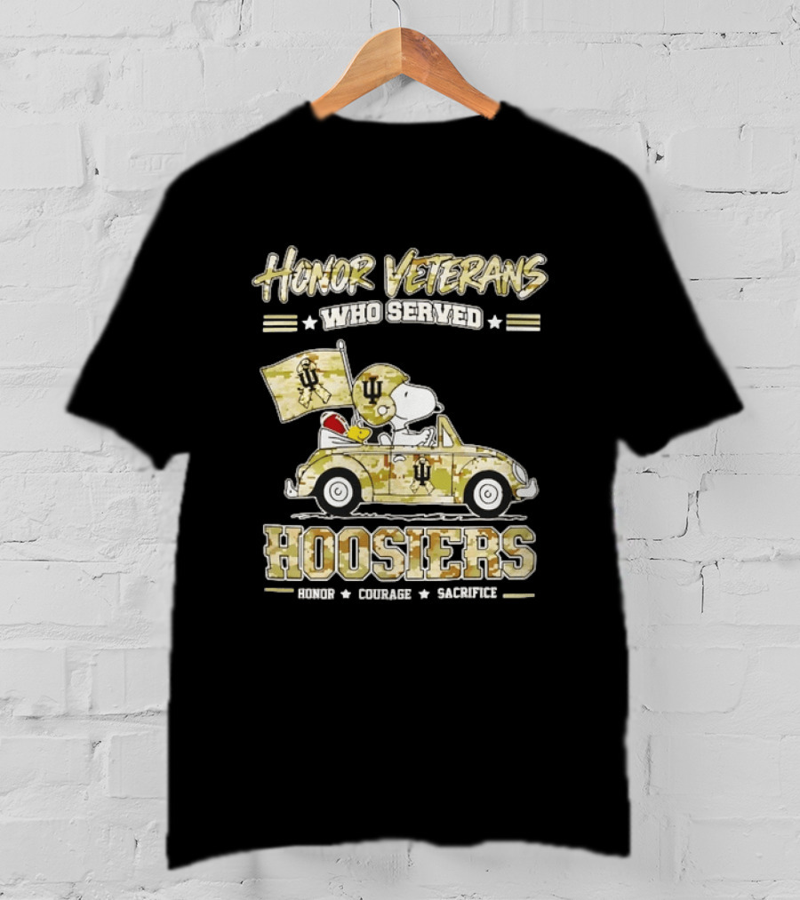 Indiana Hoosiers Snoopy Honor Veterans Who Served Courage Sacrifice T-Shirt