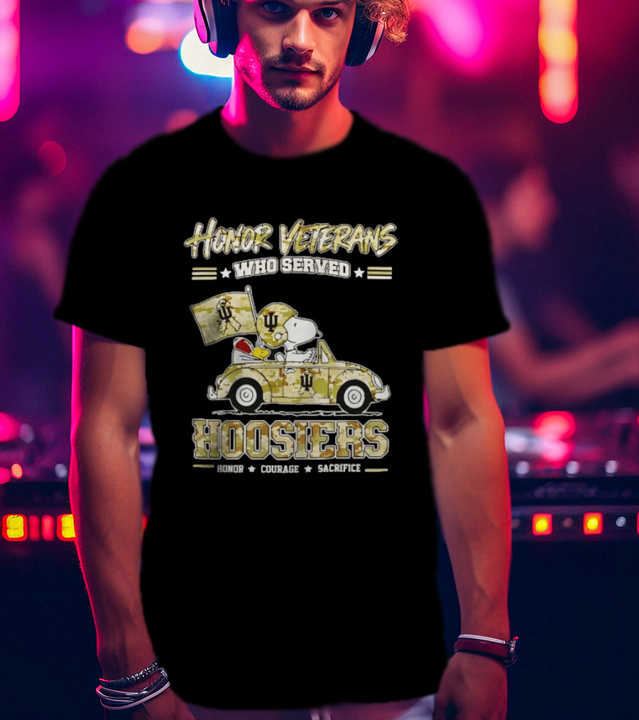 Indiana Hoosiers Snoopy Honor Veterans Who Served Courage Sacrifice T-Shirt