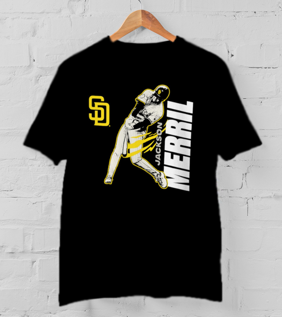 Jackson Merrill San Diego Padres SD Swinging Baseball Player T-Shirt