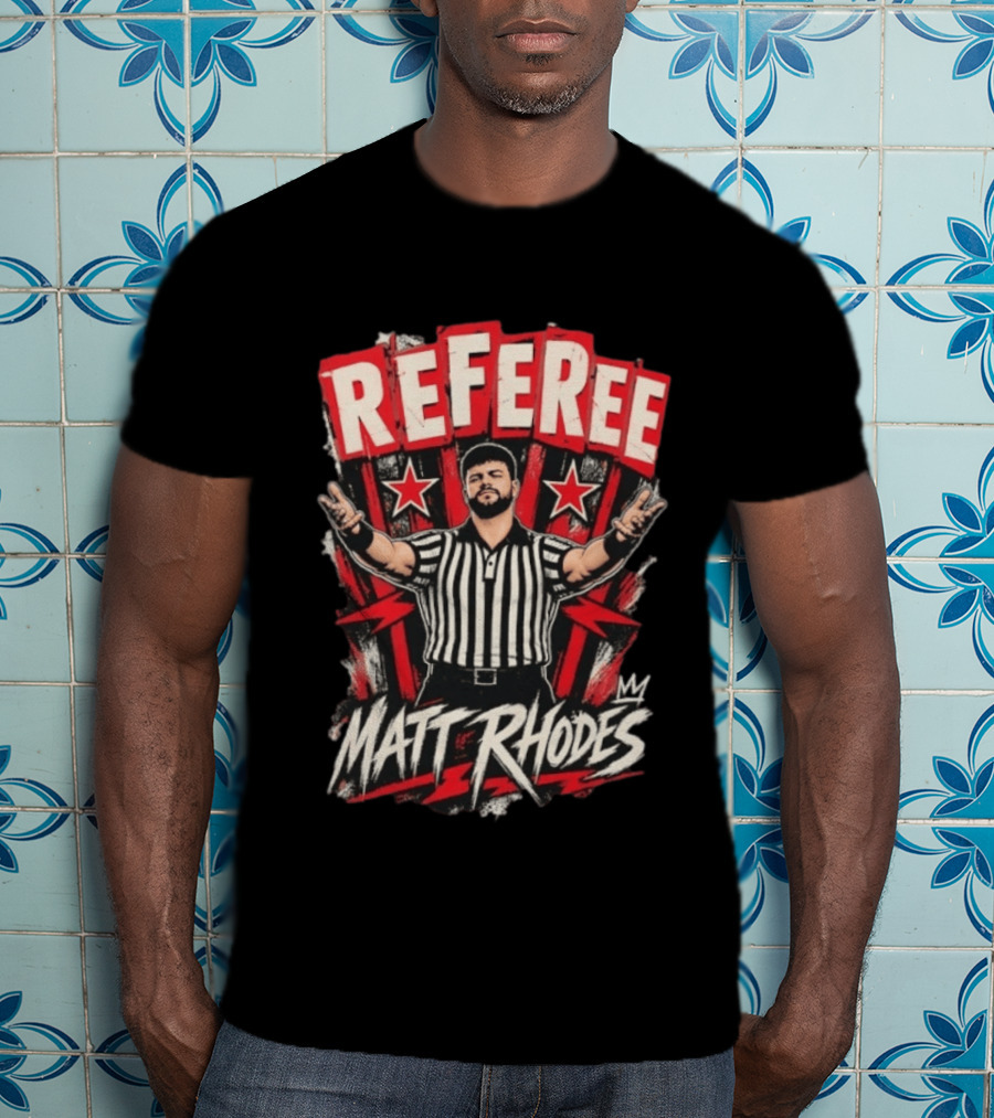 Matt Rhodes Referee Wrestling Distressed Star Burst T-Shirt