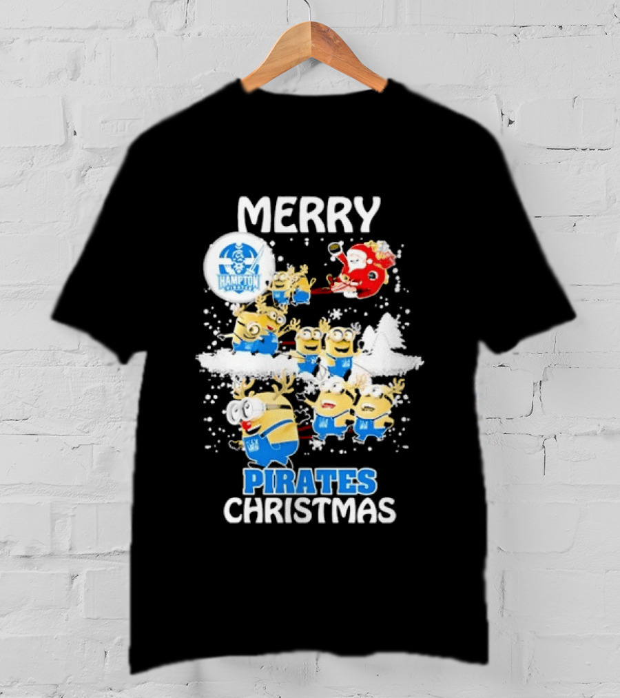 Merry Hampton Pirates Christmas Minions Festive Celebration T-Shirt