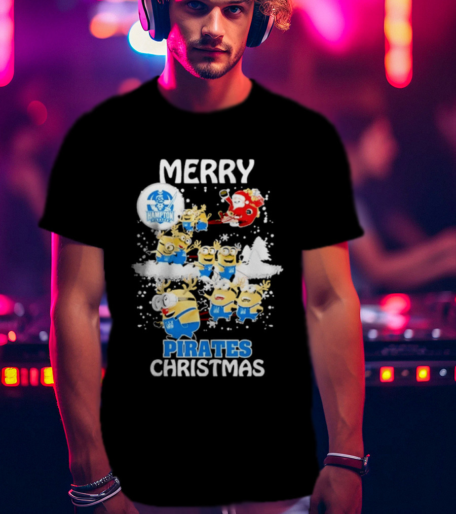 Merry Hampton Pirates Christmas Minions Festive Celebration T-Shirt