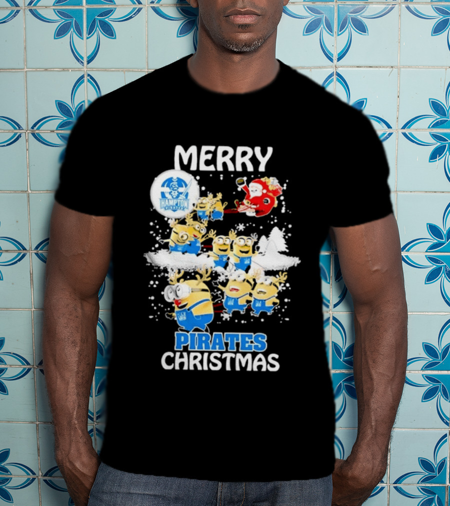 Merry Hampton Pirates Christmas Minions Festive Celebration T-Shirt