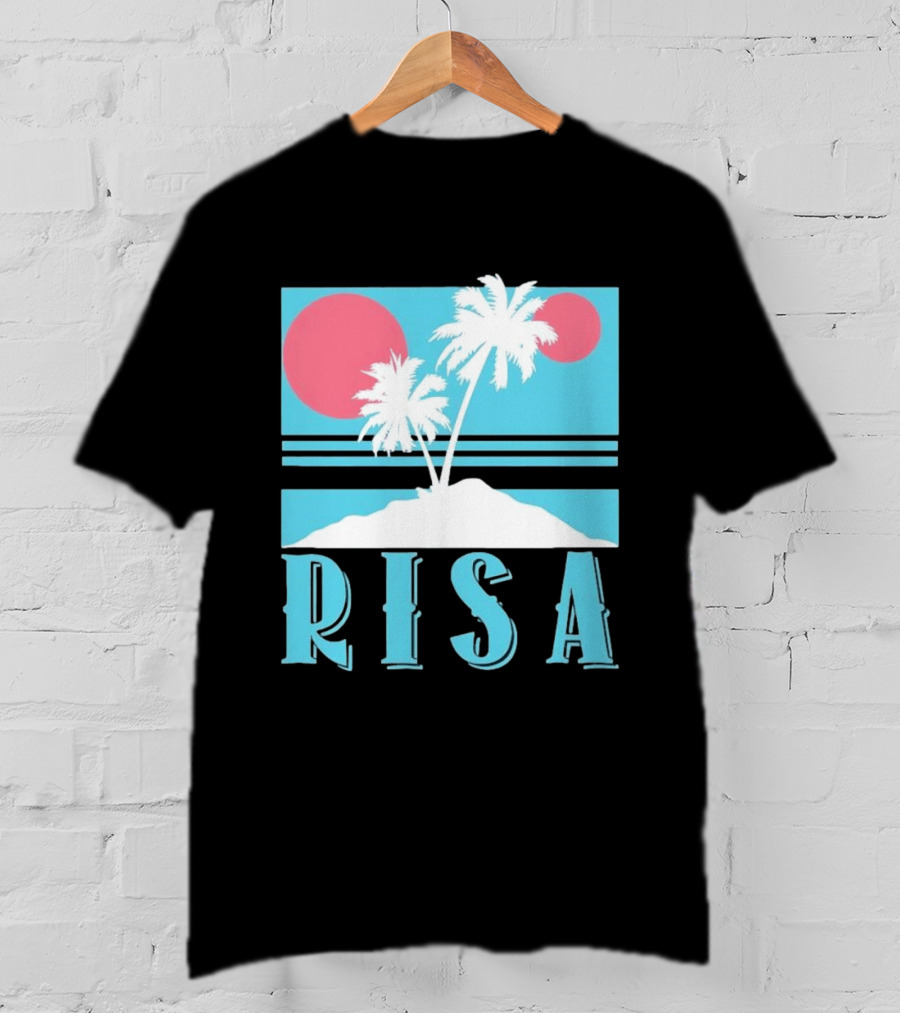 Risa Tropical Island Vacation Palm Trees And Sunset T-Shirt