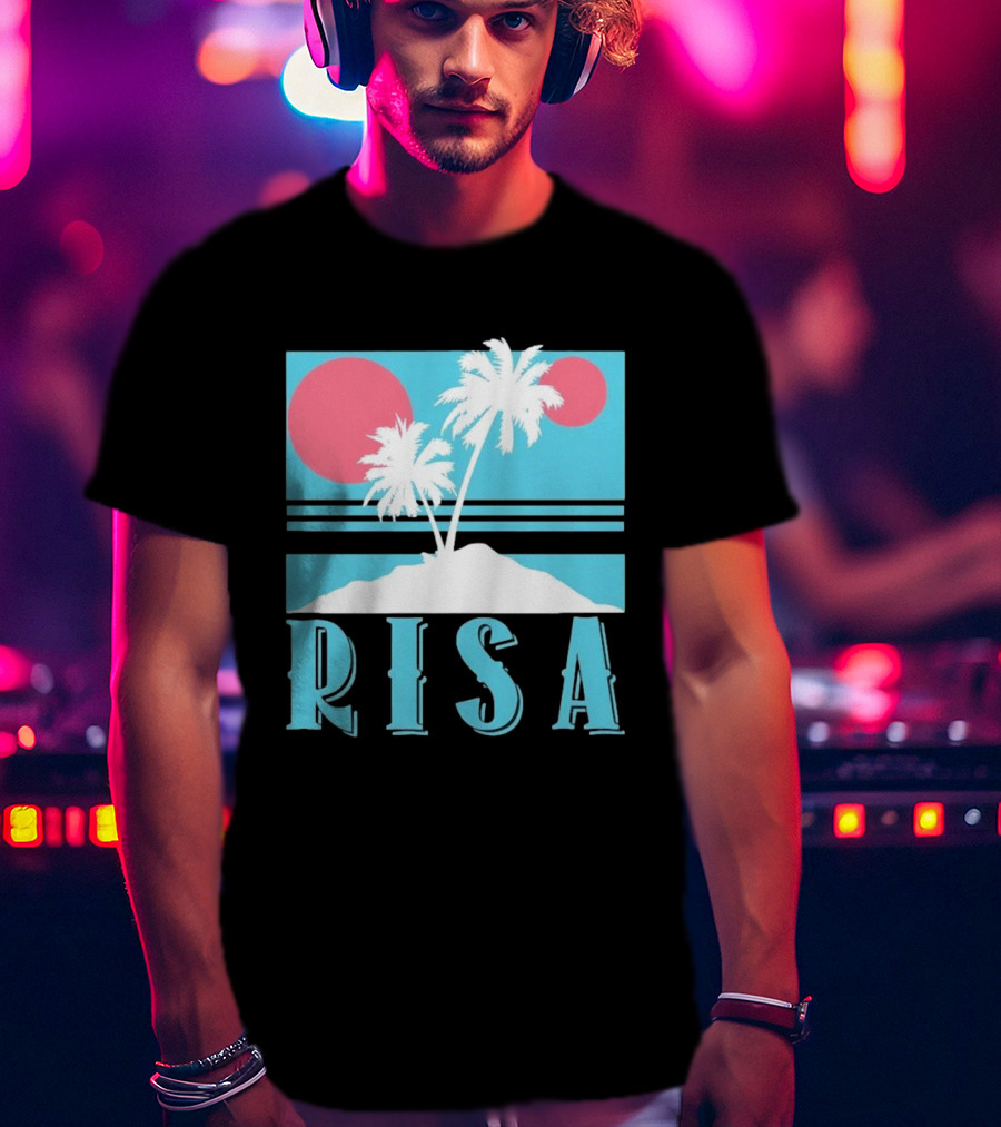 Risa Tropical Island Vacation Palm Trees And Sunset T-Shirt