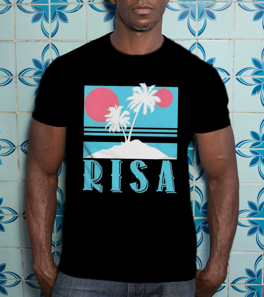 Risa Tropical Island Vacation Palm Trees And Sunset T-Shirt